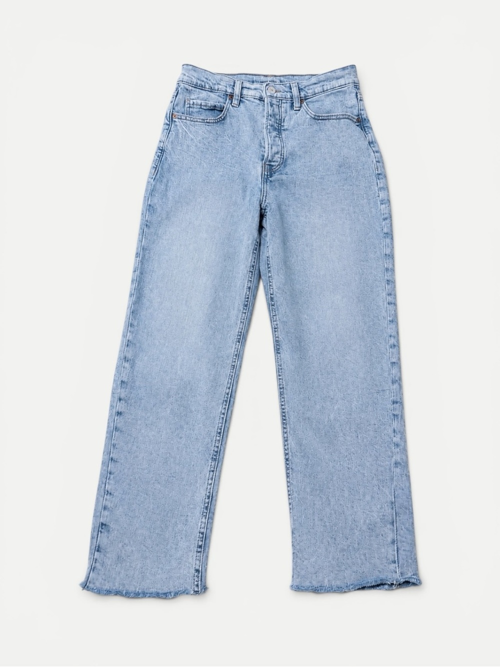 Old Navy Sky Hi Straight Jeans Women’s 10 Light Wash Raw Hem High Rise Denim